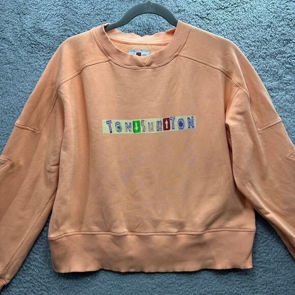 Ton Sur Ton Vintage Women's Large Sweatshirt Crew Neck Long Sleeve Front Logo - Picture 1 of 8